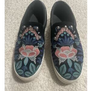 Rebecca Minkoff Noelle Platform Slip-On Shoes Women's 9 M Embroidered Sneakers